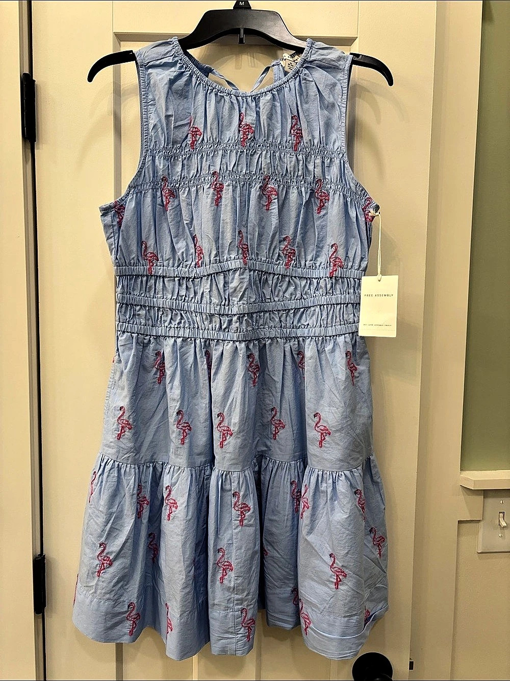 Free Assembly Women’s Sleeveless Drop Waist Mini Dress with Flamingoes
